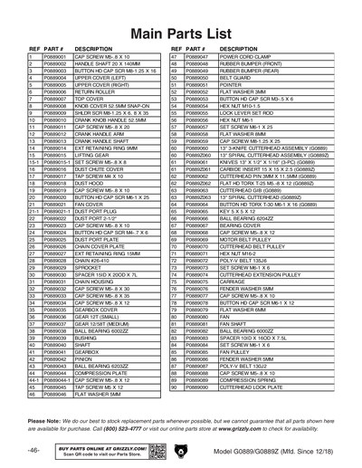 Part Diagram for G0889