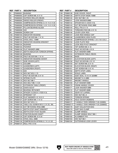 Part Diagram for G0889