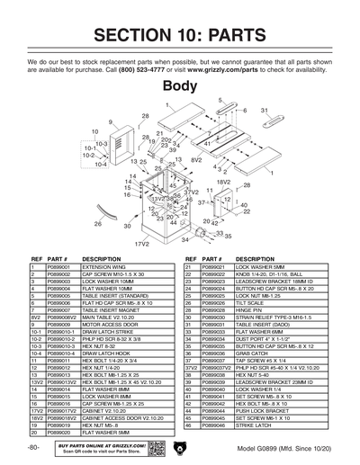 Part Diagram for G0899