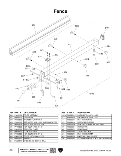 Part Diagram for G0899