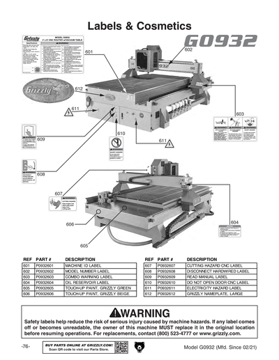 Part Diagram for G0932