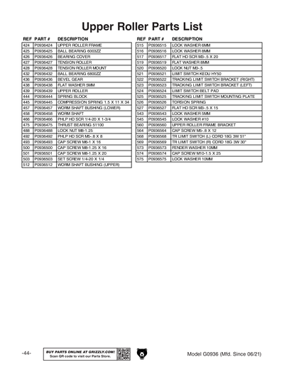 Part Diagram for G0936