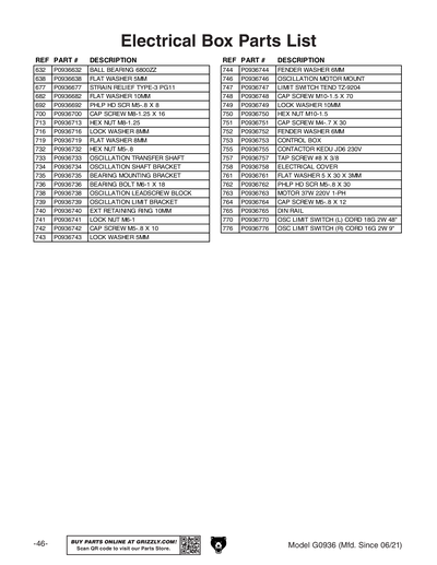 Part Diagram for G0936
