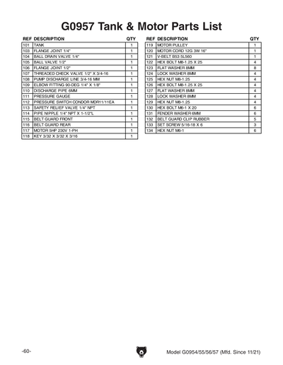 Part Diagram for G0954