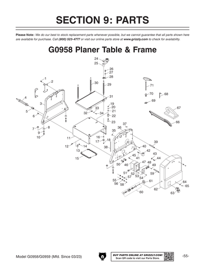 Part Diagram for G0958