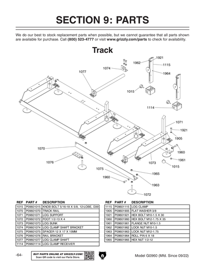 Part Diagram for G0960