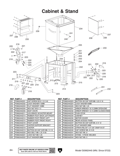 Parts for G0962A40 10