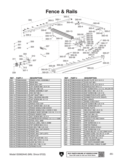 Part Diagram for G0962A40