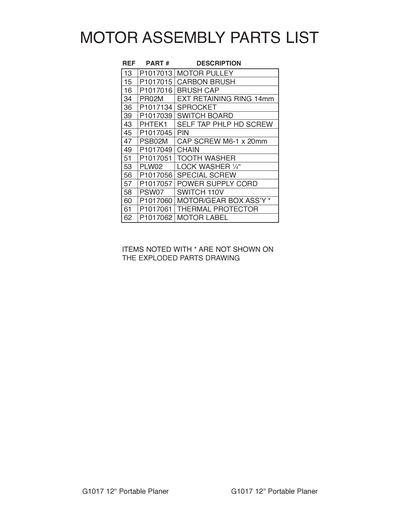 Part Diagram for G1017