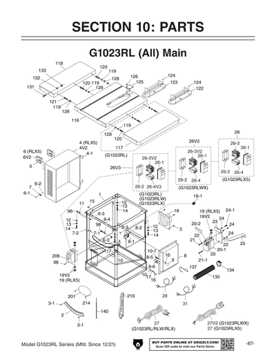 Part Diagram for G1023RL