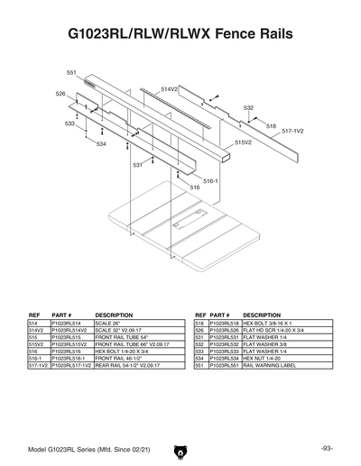 Part Diagram for G1023RL