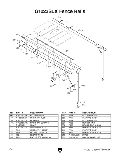 Part Diagram for G1023SLX
