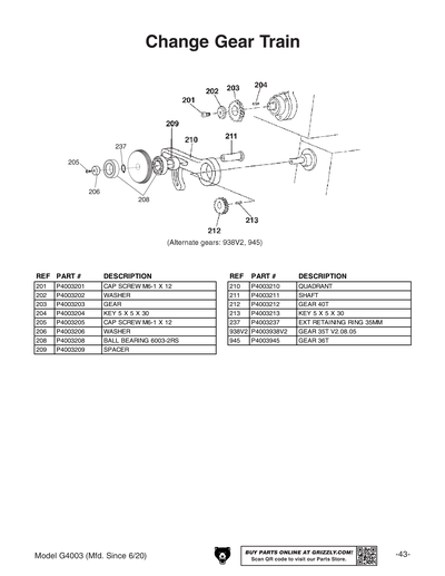 Part Diagram for G4003