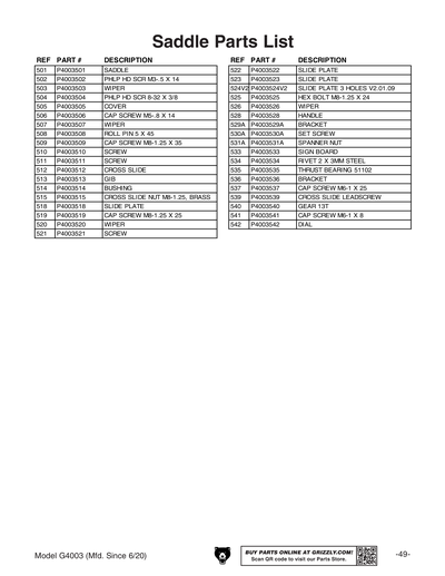 Part Diagram for G4003