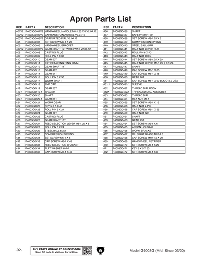 Part Diagram for G4003G
