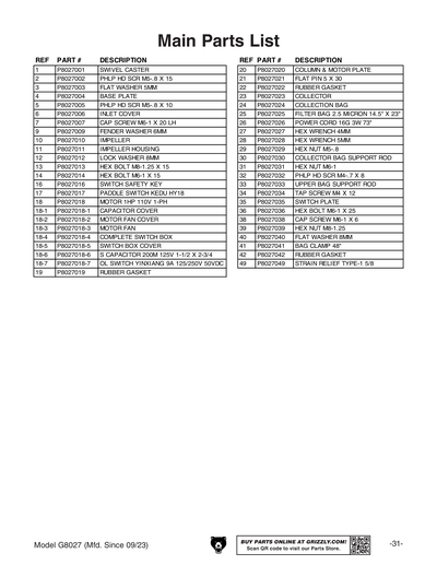 Part Diagram for G8027