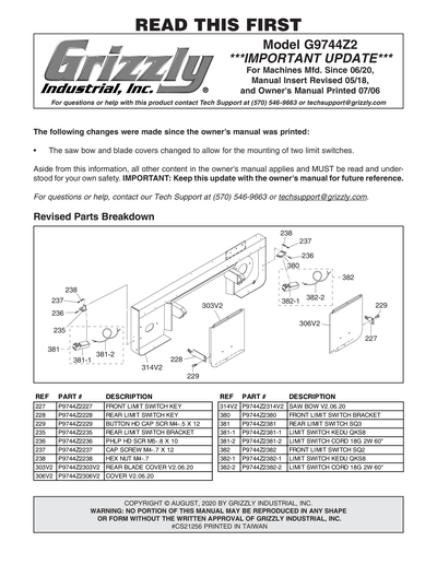 Parts for G9744Z2 10