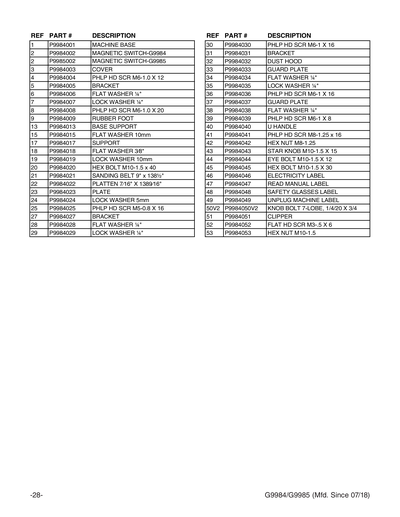 Part Diagram for G9984