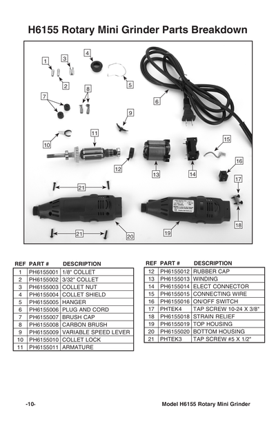 Part Diagram for H6155