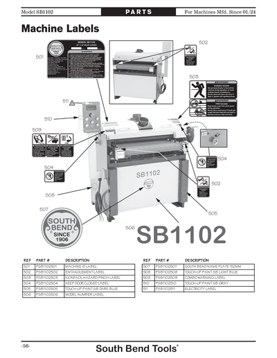 Part Diagram for SB1102