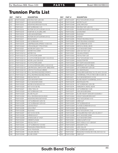 Part Diagram for SB1111