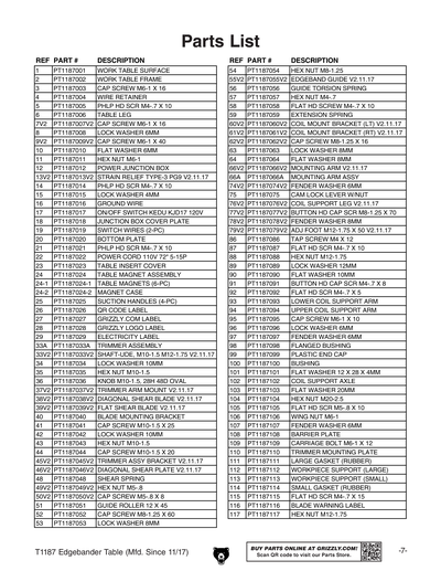 Part Diagram for T1187