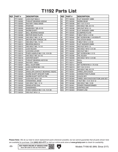 Part Diagram for T1192