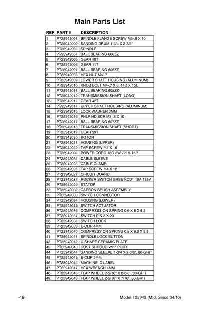 Part Diagram for T25942