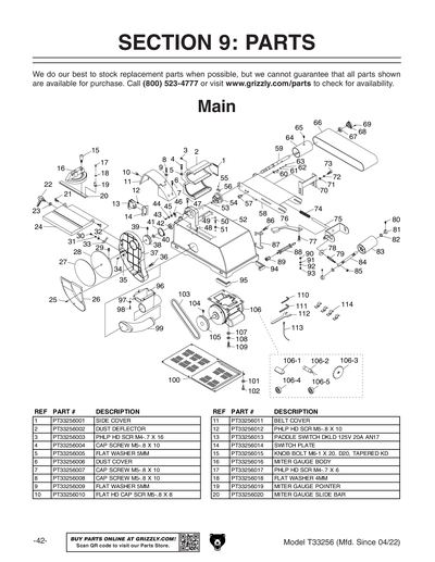 Parts for T33256 4