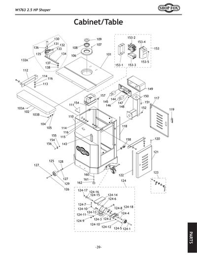 Parts for W1763 2-1/2 HP Shaper - Grizzly Industrial, Inc.
