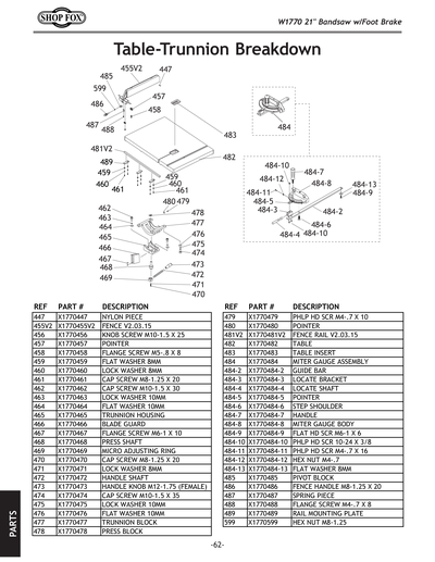 Parts for W1770 21