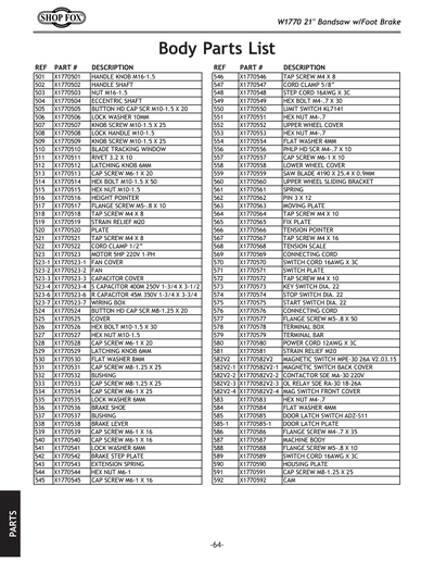 Part Diagram for W1770