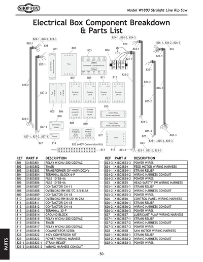 Parts for W1803 12