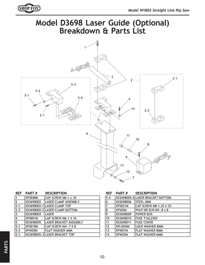 Parts for W1803 12