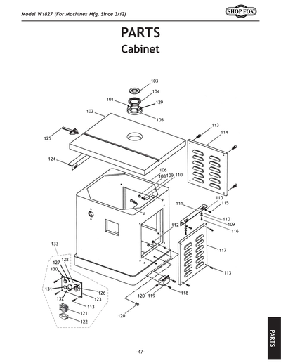 Parts for W1827 5 HP Shaper - Grizzly Industrial, Inc.