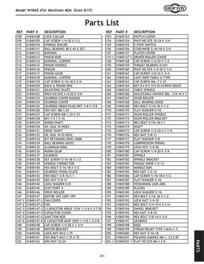 Part Diagram for W1845