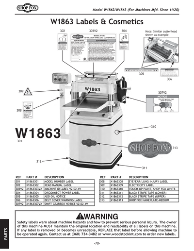 Parts for W1862 15