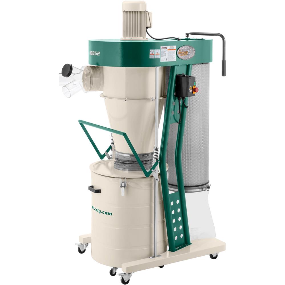 Grizzly G0862 - 3 HP Portable Cyclone Dust Collector - Grizzly