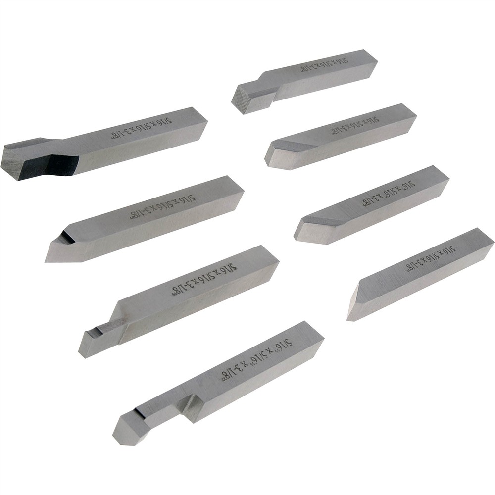 5-Piece M2 High-Speed Steel Lathe Tool Bit Set - 5/16" X 5/16" X 2-1/2" (Ground)