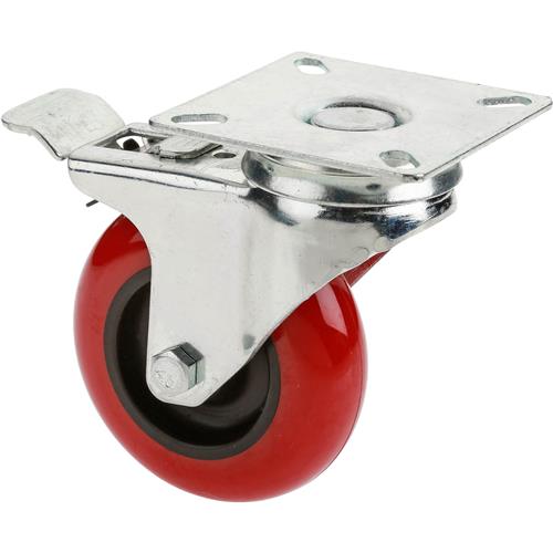 Image for Steelex D2608 - 3" Red Polyurethane Swivel Caster w/ Brake