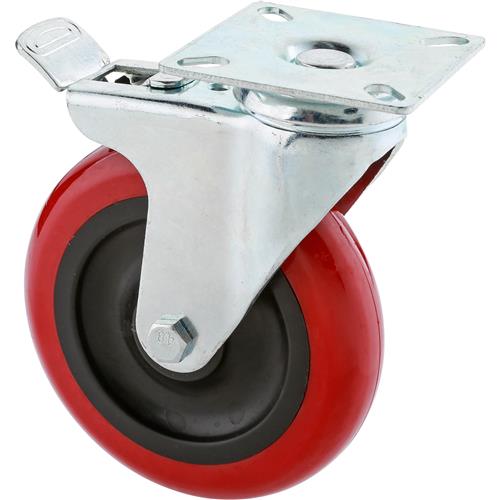 Image for Steelex D2612 - 5" Red Polyurethane Swivel Caster w/ Brake