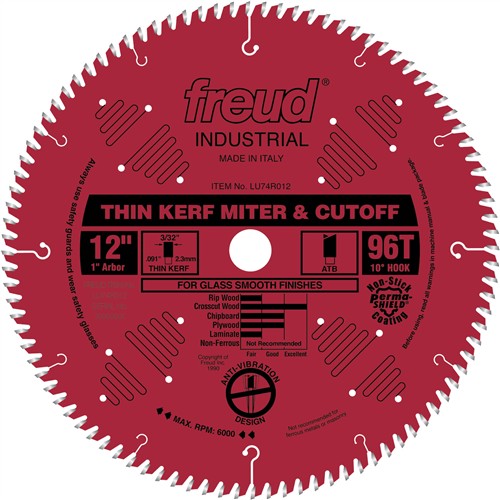 Image for Freud T24425 - 12" x 1" 96t ATB Crosscut Saw Blade
