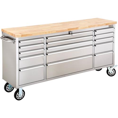 Image for Grizzly T27880 - 72" 15-Drawer Stainless Steel Industrial Tool Cabinet