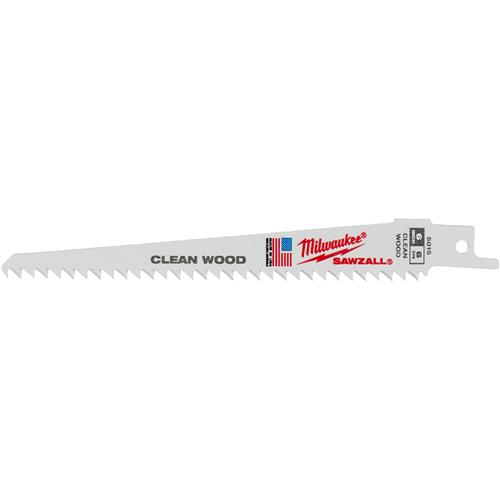 Image for Milwaukee T31172 - SAWZALL 6" 6TPI Clean Wood Cutting Blade - 5Pk