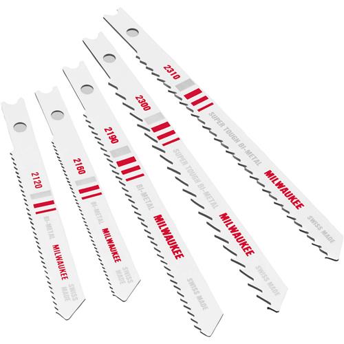 Image for Milwaukee T31371 - Assorted U-Shank Bi-Metal Jigsaw Blades, 5 pk.