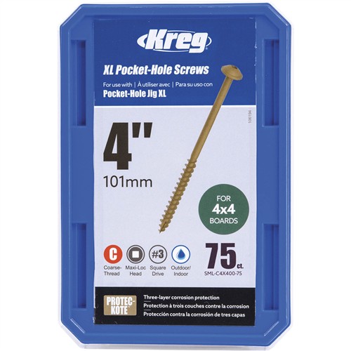 Image for Kreg T33348 - XL Pocket-Hole Screws 4" - 75 ct.
