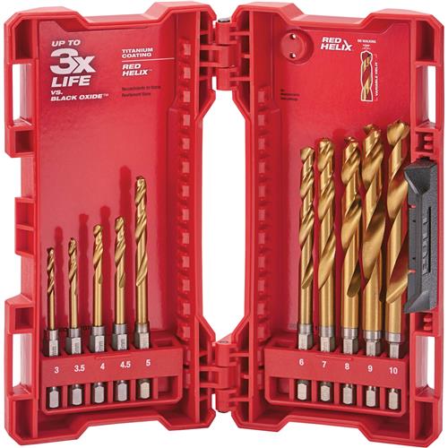 Image for Milwaukee T33409 - SHOCKWAVE RED HELIX Titanium Metric Set - 10 Pc