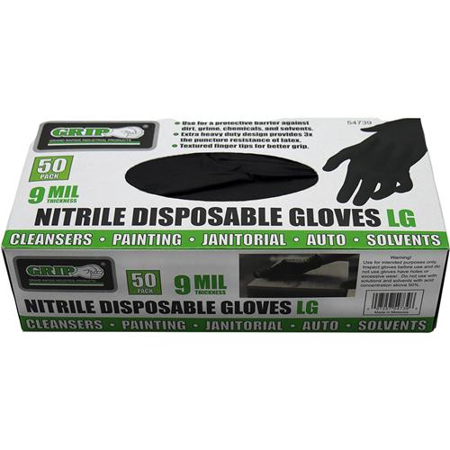 Image for GRIP T33435 - Nitrile Disposable Gloves, 50 Pk. - Large