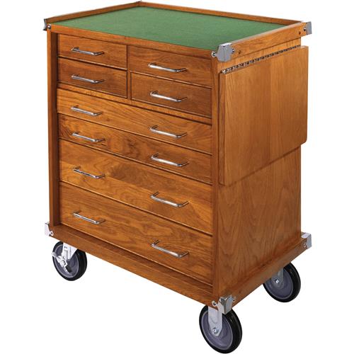 Image for Grizzly T33821 - 23" Series 8-Drawer Red Oak Roller Cabinet with Table