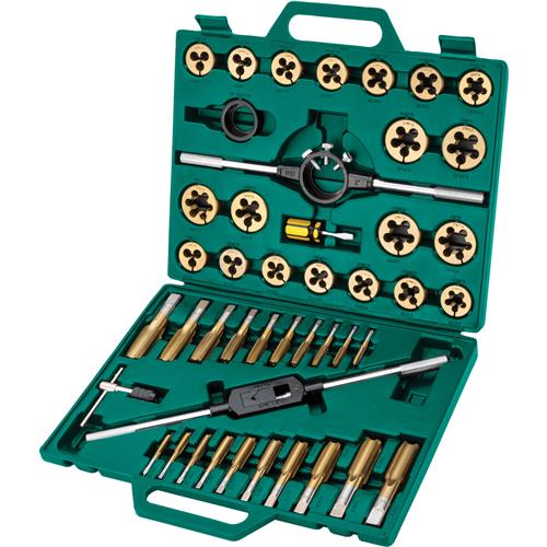 Image for Grizzly Precision T34074 - 45-Pc. SAE TiN Coated Tap & Die Set